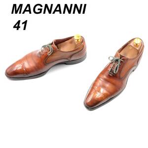 即決 MAGNANNI マグナーニ 26cm 41 11748 メンズ レザーシューズ プレーントゥ 内羽根 茶 ブラウン 革靴 皮靴 ビジネスシューズ