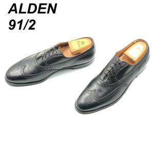 即決 未使用 ALDEN オールデン 27.5cm 9.5 928 メンズ レザーシューズ ウイングチップ 内羽根 黒 ブラック 革靴 皮靴 ビジネスシューズ