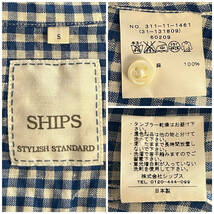 【1000円〜】★SHIPS シップス 麻100% 長袖 ギンガムチェック リネン シャツ ブルー S_画像3