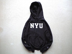 即決 NYU 12oz USA企画品 Mサイズ(日本XL）黒 肉厚 Champion REVERSE WEAVE プルオーバーパーカー ニューヨーク NEW YORK 藤井風