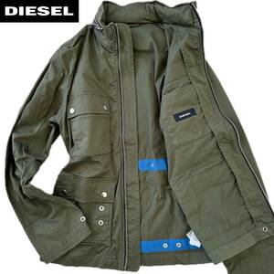 新品同様 ディーゼル DIESEL ミリタリージャケット M-65 フィールドジャケット カーキ フード 高級感◎ メンズ M831