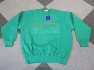 90s デッドストック Yves Saint Laurent スウェット L 緑 イヴサンローラン YSL ヴィンテージ オールド アーカイブ トレーナーサンローラン