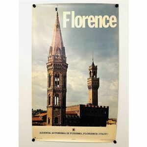 M429*vintage*1967's*FLORENSE* art * poster *100cm x62cm*Azienda Autonoma Di Turismo* Italy * original * interior * antique 