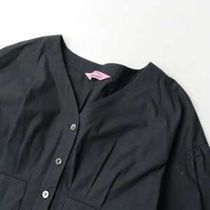 プープレ peu pres コットン ピンタック入 ロングシャツワンピース F/ブラック 黒 羽織 ハオリ【2400013694766】