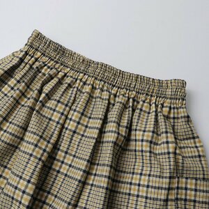 美品 アトリエナルセ atelier naruse wool gather long skirt ウールギャザーロングスカート 36/イエローチェック【2400013720922】