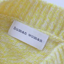 ヒューマンウーマン HUMAN WOMAN 編地変化ニット M/イエロー トップス【2400013709286】_画像6