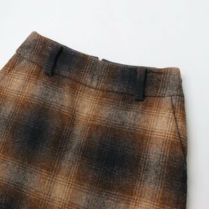 2018AW マーガレットハウエル MARGARET HOWELL SHADOW CHECK WOOL シャドウチェック ウール スカート 1/ブラウン【2400013728638】