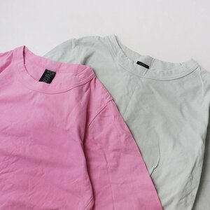 ホームスパン homspun 二点セット カットソー S/グレー ピンク トップス プルオーバー Tシャツ 半袖 クルーネック【2400013711197】