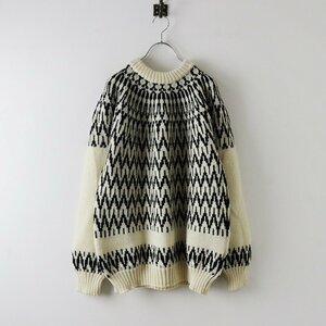  beautiful goods gun ji-u- lens Guernsey Woollens. heart knitted pull over L/ ivory wool sweater [2400013744324]