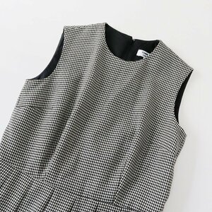 2012AD コムコム コムデギャルソン COMME des GARCONS ウール ハウンドトゥース ノースリーブ ワンピース XS/ホワイト【2400013717205】