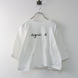 アニエスベー agnes b. S137 TS ロゴTシャツ 1/ホワイト ショート丈 カットソー コットン 七分袖 トップス【2400013729208】