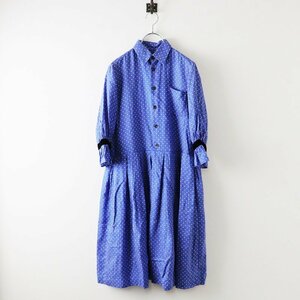 トリココムデギャルソン tricot COMME des GARCONS AD2008 ドット タックシャツワンピース S/ブルー【2400013758420】