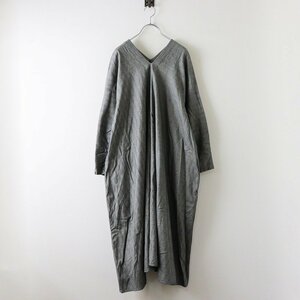 美品 アトリエダンタン Atelier d'antan Noiret(ノワレ) tent dress テントドレス/グレー ワンピース ヘリンボーン【2400013751155】