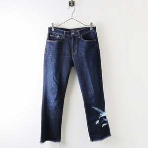  Polo Ralph Lauren POLO RALPH LAUREN CHRYSTIE KICK FLARE CROP Denim брюки 26/ темно-синий вышивка укороченные брюки [2400013755993]