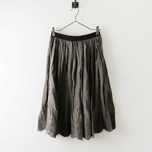 リゼッタ LISETTE リネン スカラップ 裾カットワーク スカート/グレー ボトムス【2400013763325】