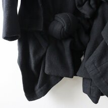 AD2013 コムコム コムデギャルソン COMME des GARCONS 裁ち切り裾変形フリルリボンジャケット M/ブラック ウール 再構築【2400013755962】_画像4