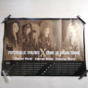 X JAPAN V① 1993 ポスター PSYCHEDELIC VIOLENCE CRIME OF VISUAL SHOCK 美品 グッズ hide yoshiki