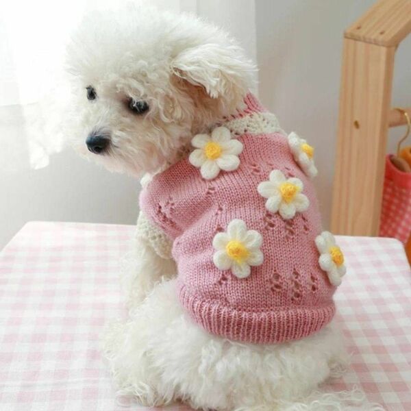 犬猫用セーター かわいい 小型犬 ドッグウエア XS ピンク ニット Pa3