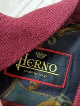12．イタリア製 HERNO オールドヘルノ カシミヤ混紡 ボックスシルエット ウールブルゾン ジャケット カシミア メンズL相当 赤系 y708_画像4