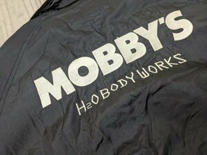 9．MOBBY'S デカロゴ ヴィンテージ レトロ 中綿入り ナイロンジャケット ブルゾン ジャンパー パファージャケット メンズL 黒y709