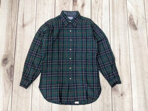 17．USA製 PENDLETON 70s ペンドルトン チェック柄 ウール ネルシャツ 長袖 ヴィンテージ アメリカ製 メンズＭ 緑赤黄x804