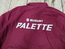 17．SUZUKI スズキ PALETTE デカロゴ プリント 裏 起毛 ナイロン ジャケット ブルゾン ジャンパー メンズM ワインレッドy810_画像1