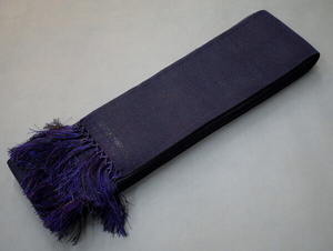 A30-1 prompt decision secondhand goods silk men's man's obi dark blue (.. packet 260 jpy )