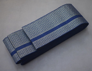 A30-4 prompt decision secondhand goods silk men's man's obi navy blue net eyes 1 psc .(.. packet 260 jpy )