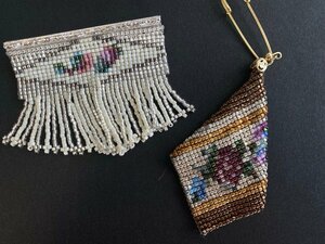 クリックポスト可 ビィンテージ デリカビーズ織り フリンジ付き ブローチ レディース アクセサリー レトロ コレクション③ ☆ちょこオク☆