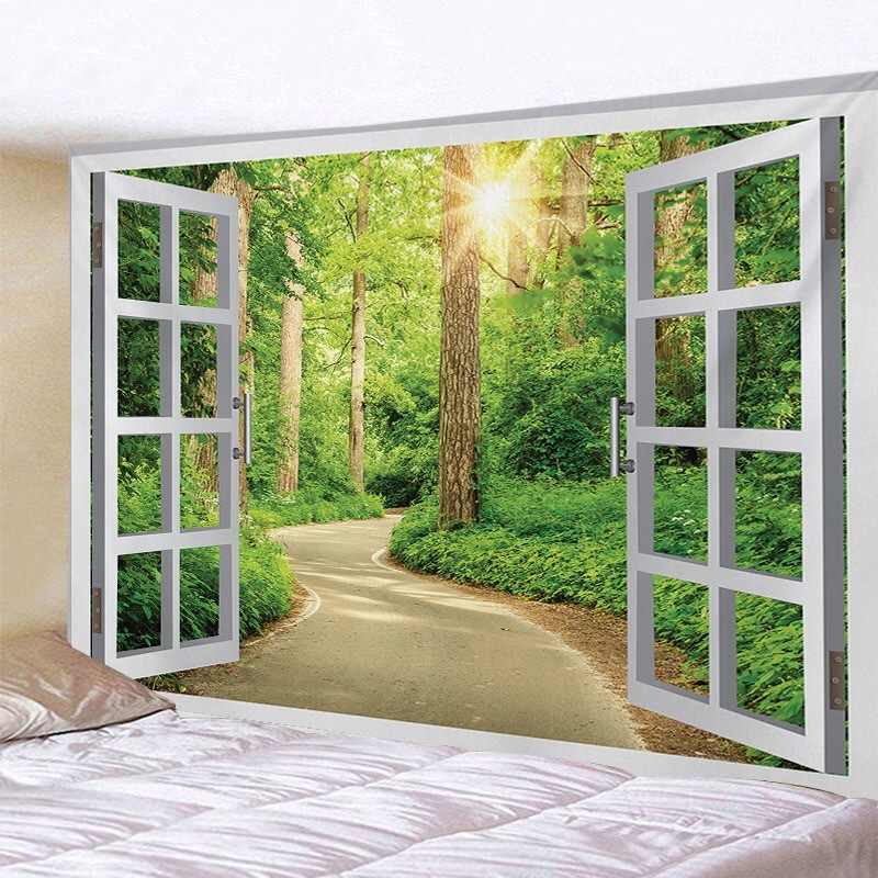 挂毯 B29 带金属配件窗户风景墙壁装饰绿洲阳光, 手工作品, 内部的, 杂货, 控制板, 挂毯