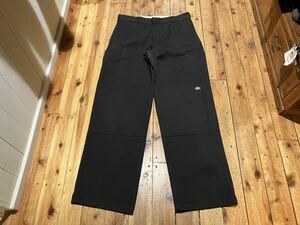 Dickies USA輸入　黒　ダブルニー　w32 100円スタート　売り切り　ワークパンツ　太め　ストレート　ワイド　古着