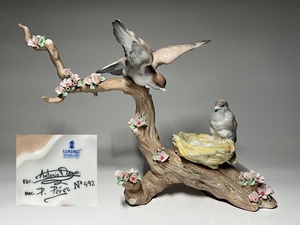 【瑞】リヤドロ LLADRO 花鳥フィギュリン 陶器人形 置物　最大幅：約３４．３ｃｍ