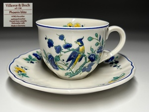 【瑞】ビレロイ&ボッホ villeroy&boch Phoenix blau　花鳥柄　デミタスカップ＆ソーサー