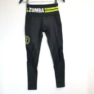 ZUMBA WEAR ズンバウェア ロングタイツ ブラック リーフグリーン XSサイズ