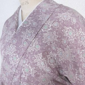 59■ 1円 上品モダンな花唐草模様 小紋 ■ひまわり