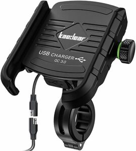 ブラック Kaedear(カエディア) バイク スマホホルダー USB 電源 防水 携帯 ホルダー バイク用 パワーグリップ US