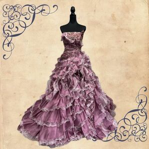 ウェディングドレス カラードレス　GRACE パープル　紫　ビジュー　スパンコール　中古TA0016