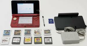 【動作確認済み】 ニンテンドー 3DS フレアレッド 本体 SDカード 2GB 3DSソフト・DSソフト　10ソフトセット CTR-001(JPN) 任天堂