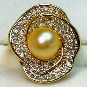 [ beautiful book@ pearl ring 9-10mm south . pearl ring ] Gold pearl k18 finishing 