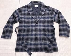 FEW FABRICS フューファブリックス WOOL RICH ウールリッチ OLD CHECK WIDE ROBE ウールチェック ローブジャケット size1 定価3.8万 日本製