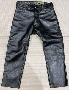 極美品 Langlitz Leathers ラングリッツレザーズ WESTERNS カスタム ホースハイド レザーパンツ W79cm 黒 USA製 馬革 革パン コロンビア