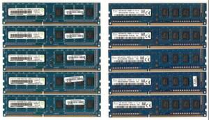 デスクトップ用メモリ ☆ PC3-12800　4GB×10枚セット ☆ 片面チップ ☆ RAMAXEL：PC3L-12800U（５枚）・SKhynix：PC3-12800U（５枚） ☆