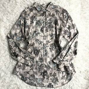 極美品/希少2XL◎ エトロ《圧倒的な存在感》ETRO 長袖シャツ 総柄 ペイズリー柄 ボタニカル グレージュ系 高級◎ 着心地◎ 希少サイズ◎