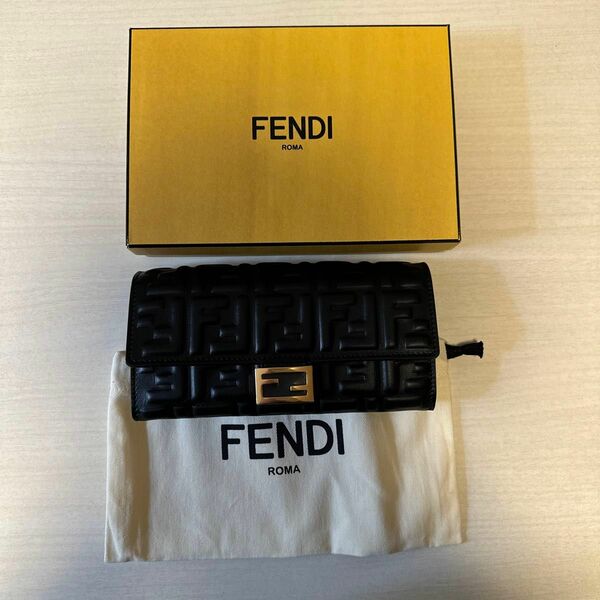 FENDI フェンディ　バゲット コンチネンタル財布　ブラックナッパレザー ウォレット 長財布 ロングウォレット