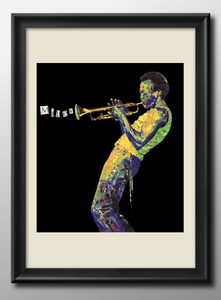 12769■送料無料!!アートポスター　絵画　A3サイズ『ジャズ　jazz　マイルスデイビス』イラスト　デザイン　北欧　マット紙