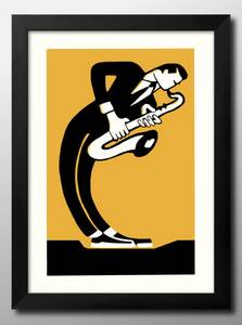12835# free shipping!! art poster picture A3 size [ Jazz sax ] illustration Northern Europe mat paper 