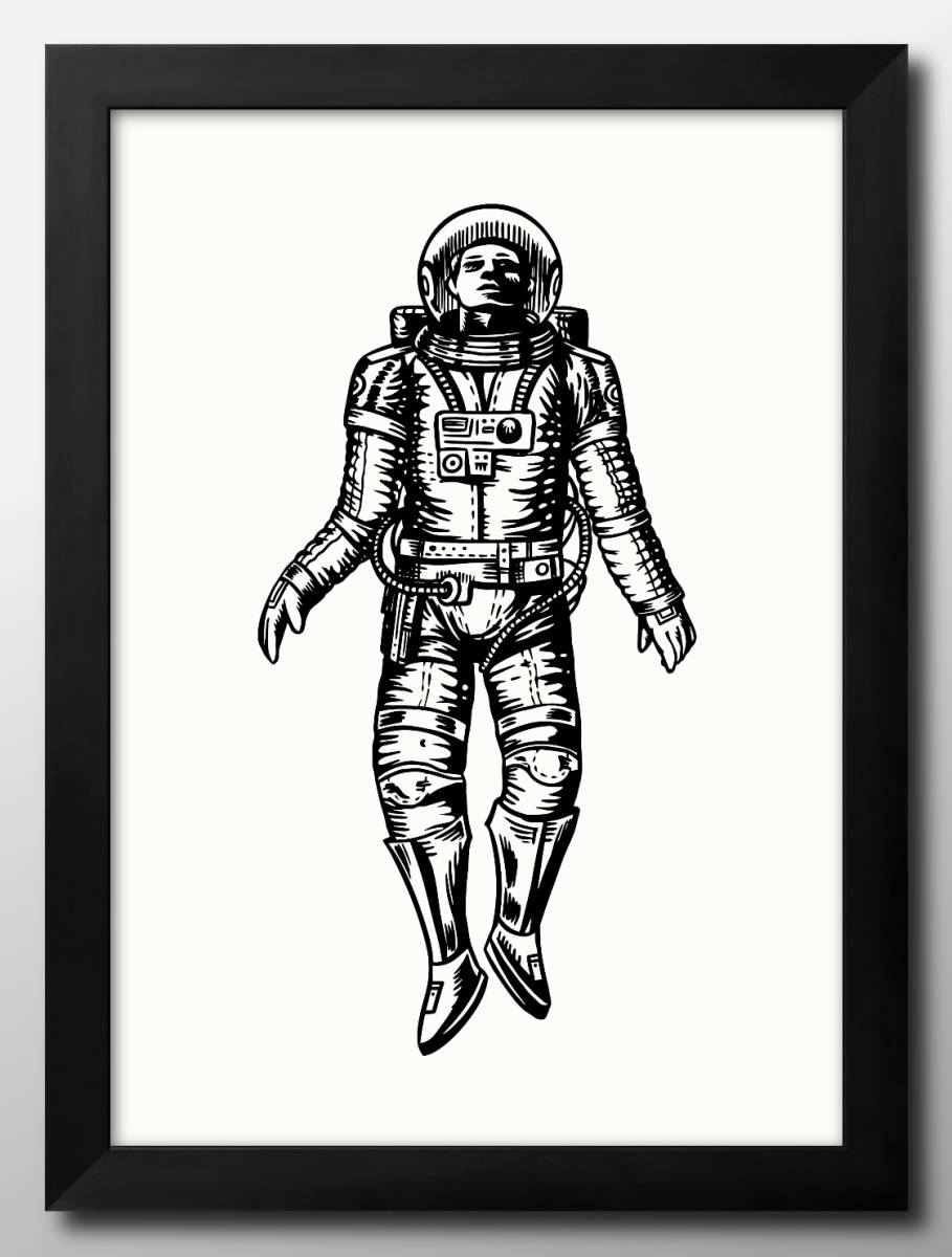 12028 ■Kostenloser Versand!! Kunstplakat, Malerei, A3-Format, monochrome Kunst, Astronaut, NASA-Illustration, nordisches mattes Papier, Gehäuse, Innere, Andere