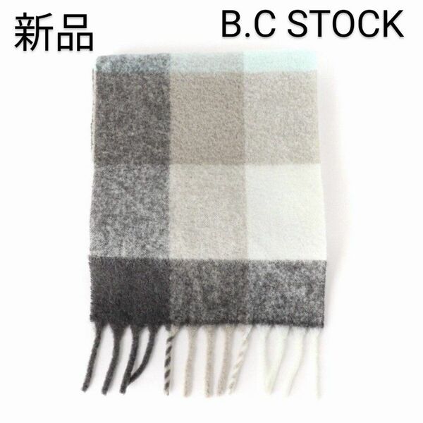 新品 B.C STOCK ORIGINAL ブークレ チェック マフラー ベーセーストック