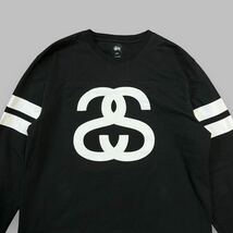 【 XL 】 ステューシー STUSSY ビッグロゴ ラインデザイン へビーウェイト 長袖 Tシャツ ブラック 黒 ロンT スウェット オールド_画像3