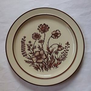 Art hand Auction stoneware 700 INDIAN SUMMER plate x 1 used brown floral collection handmade etc., Western tableware, plate, dish, others